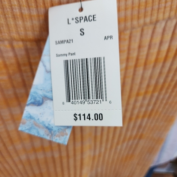NWT L'SPACE Sammy Pants in Apricot  Ribbed Knit Straight Leg High Waist SZ SMALL - Picture 4 of 7